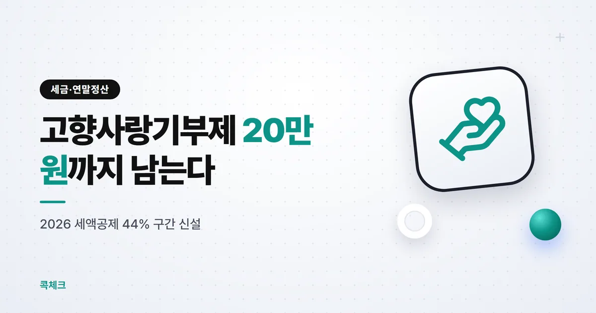 고향사랑기부제 세액공제 2026, 20만 원까지 남는 이유