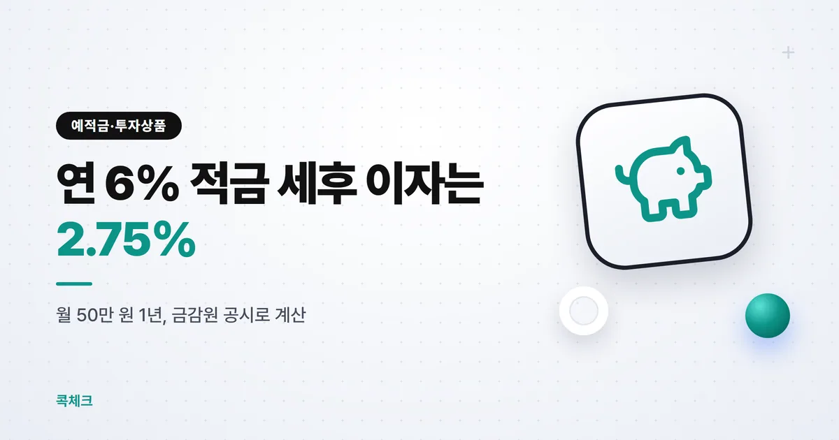 적금 이자 계산 2026, 연 6%가 세후 2.75%인 이유