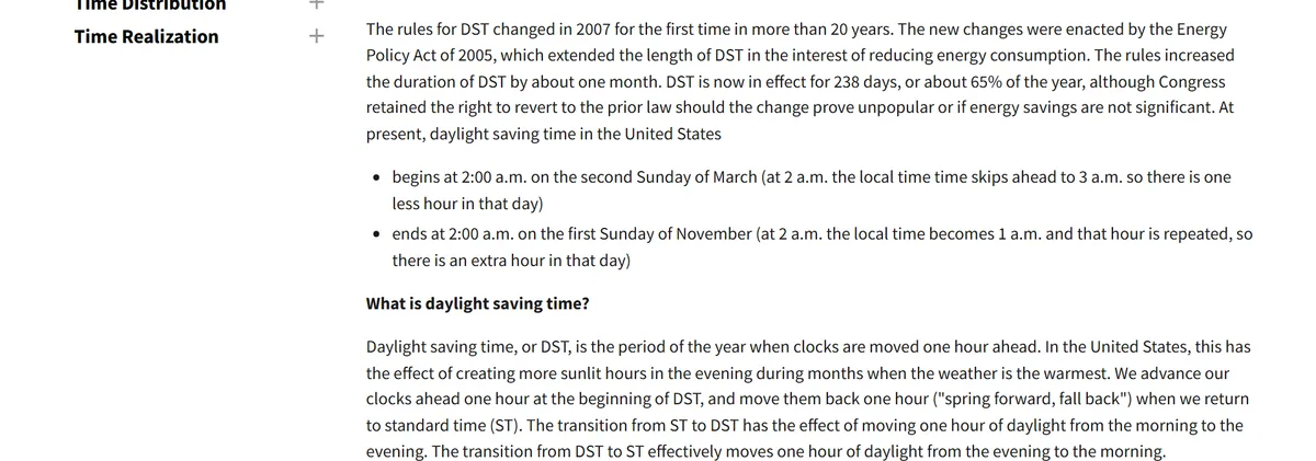 NIST 미국 서머타임 규칙 3월 둘째 일요일 시작 11월 첫째 일요일 새벽 2시 종료