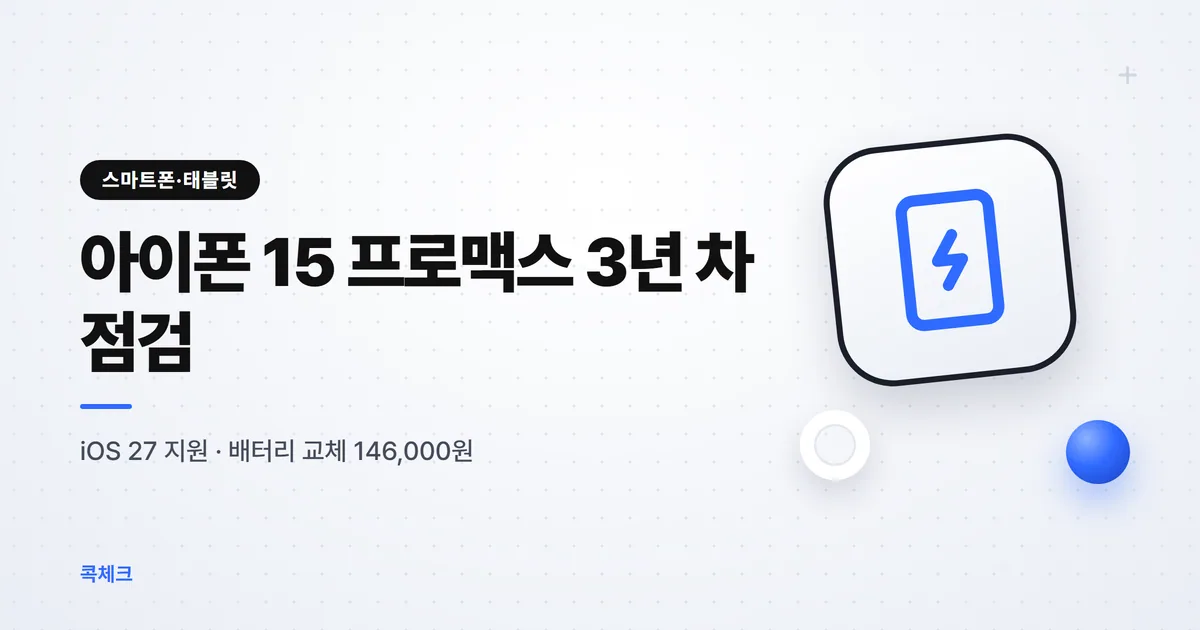 아이폰 15 프로맥스 2026 점검: iOS 27·배터리 146,000원·기변 기준