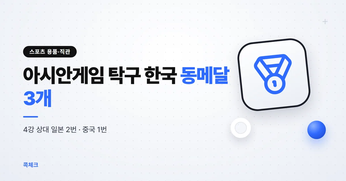 아시안게임 탁구 결과, 한국 동메달 3개는 모두 4강에서 나왔다