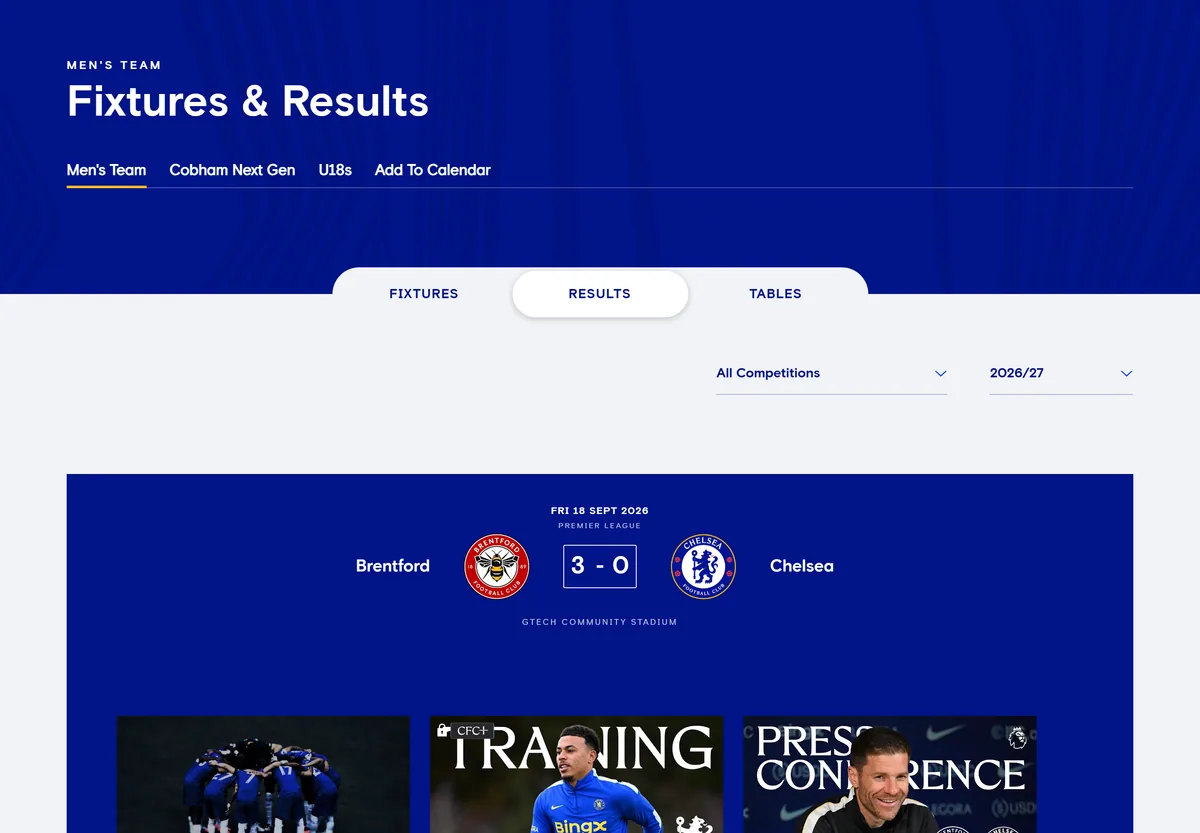 첼시 FC 공식 결과 페이지, 브렌트포드 0-3 헐 시티 2-2 카라바오컵 리즈 6-3
