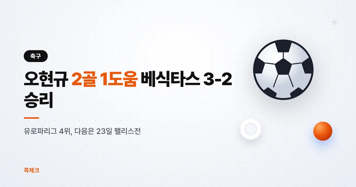 오현규 베식타스 2골 1도움, 유로파리그 순위 4위